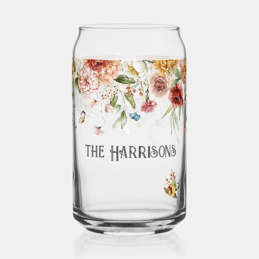 Familienname für Red Gold Peonies Blumentropfen Dosenglas (Vorderseite)