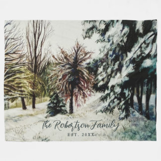 Familienname Gegr. Jahr Aquarell Winter Natur Fleecedecke