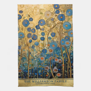 Familienname Gold Floral Klimt Art Geschirrtuch
