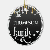Familienname Gold Glitzer Tropfen Schwarze Weihnac Keramik Ornament (Links)