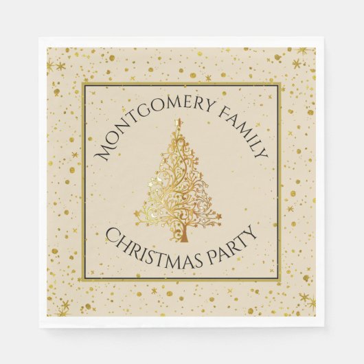 Familienname, Goldweihnachtsbaum, Party Serviette (Vorderseite)