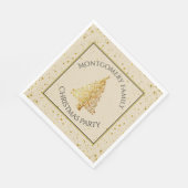 Familienname, Goldweihnachtsbaum, Party Serviette (Ecke)
