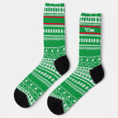 Familienname Green Nordic Sweater Weihnachtsmuster Socken (Linkes Detail)