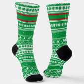 Familienname Green Nordic Sweater Weihnachtsmuster Socken (Gewinkelt)