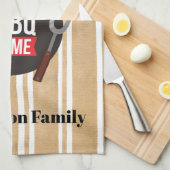 Familienname GRILLEN Zeit Moderne Bildstreifen Geschirrtuch (Viertel Falte)