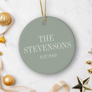 Familienname Gründungsdatum Dusty Sage Weihnachten Keramik Ornament