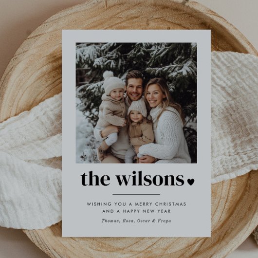 Familienname Herzstück Foto Feiertagskarte