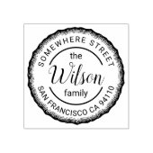 Familienname Holzbaumring-Rücksendeadresse Gummistempel (Prägung)