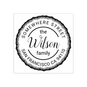 Familienname Holzbaumring-Rücksendeadresse Gummistempel