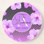 Familienname Hot Pink Hibiskus Getränkeuntersetzer (Vorne)