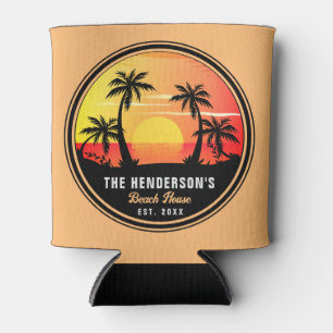 Familienname House Beach Retro Sunset Souvenirs 60 Dosenkühler