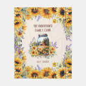 Familienname Hütte Bauernhof Wald Sonnenblumen Fleecedecke (Vorderseite)