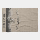 Familienname Hütte Hirsche Kiefernwald Burlap Geschirrtuch (Horizontal)