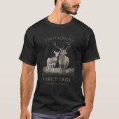 Familienname Hütte Hirsche Kiefernwald Schwarz T-Shirt (Vorderseite)