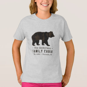 Familienname Hütte Rustikal Braun Schwarzbär T-Shirt