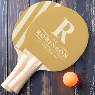 Familienname & Initial Polo Streifen Sand Sunrise Tischtennis Schläger