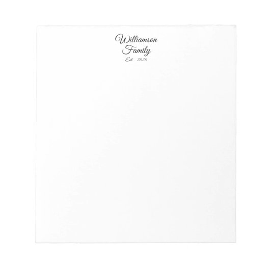 Familienname, Jahr, Geschäft anpassen Notizblock (Vorderseite)