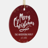 Familienname Jahr Moderne Personalisierte Weihnach Keramik Ornament (Rechts)