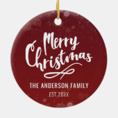 Familienname Jahr Moderne Personalisierte Weihnach Keramik Ornament (Hinten)