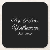 Familienname, Jahr, Nummer schwarz anpassen Rechteckiger Pappuntersetzer (Vorderseite)