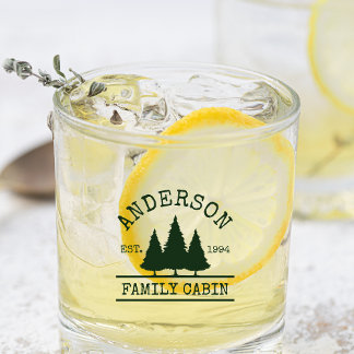 Familienname "Kabine Forest Green Pines Glass" Whiskyglas