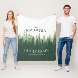 Familienname Kabine Lage Pine Tree Forest Fleecedecke