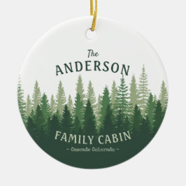 Familienname Kabine Lage Pine Tree Forest Keramik Ornament