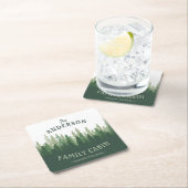 Familienname Kabine Lage Pine Tree Forest Rechteckiger Pappuntersetzer (Vor Ort)