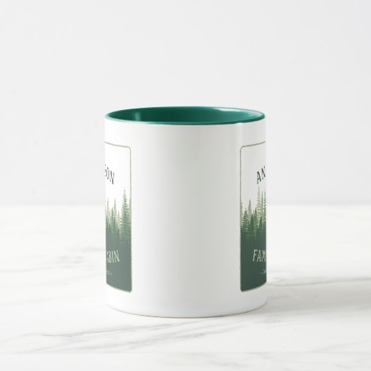 Familienname Kabine Lage Pine Tree Forest Tasse (Zentrum)