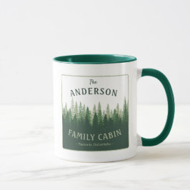 Familienname Kabine Lage Pine Tree Forest Tasse