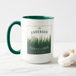 Familienname Kabine Lage Pine Tree Forest Tasse