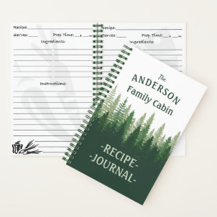Familienname Kabine Pine Trees Rezept Journal Notizblock