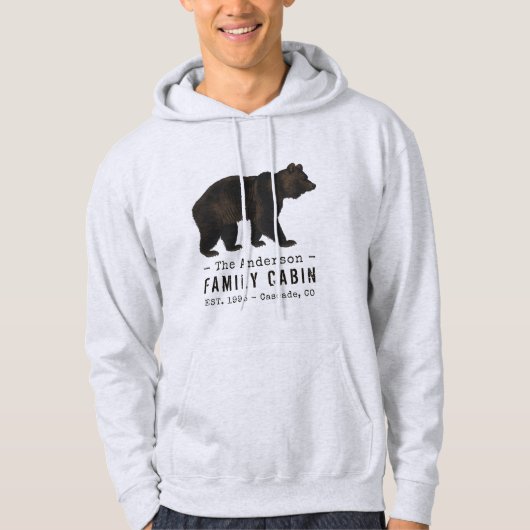 Familienname Kabine Rustikaler brauner Bär Hoodie (Vorderseite)