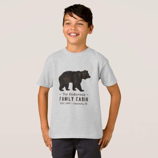 Familienname Kabine Rustikaler brauner Bär T-Shirt (Vorne ganz)
