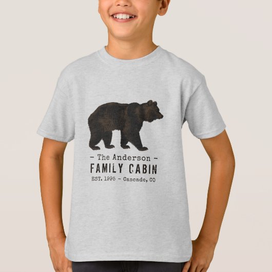 Familienname Kabine Rustikaler brauner Bär T-Shirt (Vorderseite)