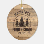 Familienname Kabine Rustikaler Wald Personalisiert Keramik Ornament (Links)