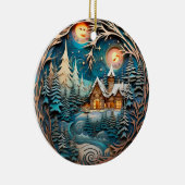 Familienname Kabine Rustikaler Wald Personalisiert Keramik Ornament (Rechts)