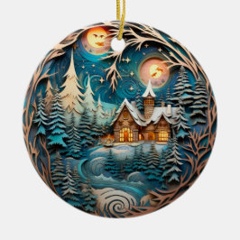 Familienname Kabine Rustikaler Wald Personalisiert Keramik Ornament