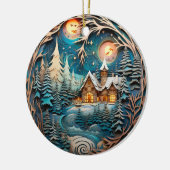 Familienname Kabine Rustikaler Wald Personalisiert Keramik Ornament (Links)