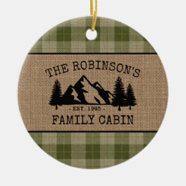 Familienname Kabinen Bäume zeigen grünes Kariertes Keramik Ornament