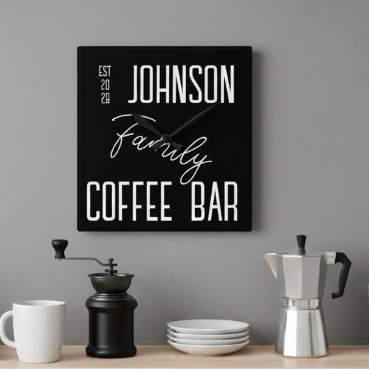 Familienname Küche Schwarz-weiße Uhr