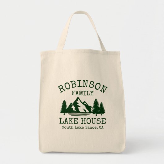 Familienname Lake House Forest Green Silhouette Tragetasche (Vorne)