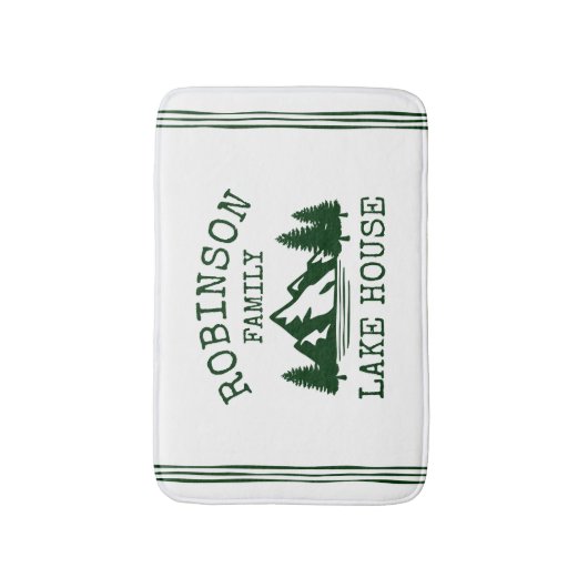Familienname Lake House Forest Green Trees Badematte (Vorderseite Vertikal)