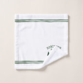 Familienname Lake House Forest Green Trees Badhandtuch Set (Waschlappen)