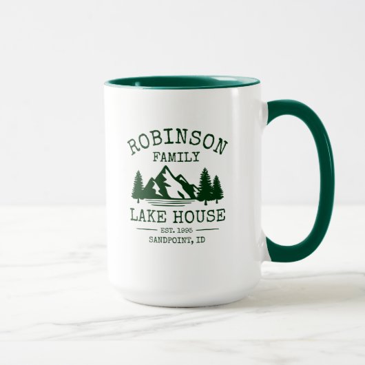 Familienname Lake House Forest Green Trees Big Tasse (Rechts)