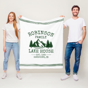 Familienname Lake House Forest Green Trees Fleecedecke