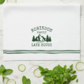 Familienname Lake House Forest Green Trees Geschirrtuch (Gefaltet)