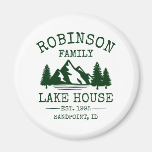 Familienname Lake House Forest Green Trees Magnet