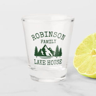 Familienname Lake House Forest Green Trees Schnapsglas
