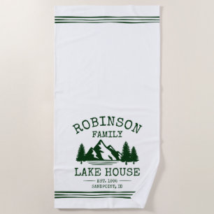 Familienname Lake House Forest Green Trees Strandtuch